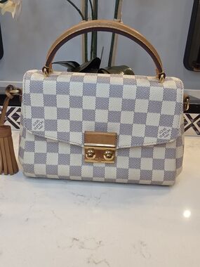 Louis Vuitton Damier Azur Top Handle Bag in Cream/Blue